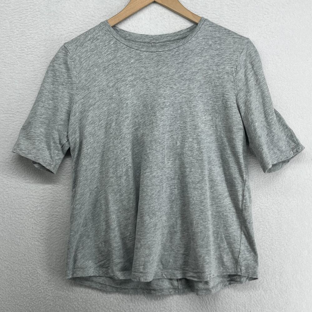 EILEEN FISHER Top S Slub Organic Cotton Jersey Crewneck Short Sleeve Gray - Picture 1 of 9
